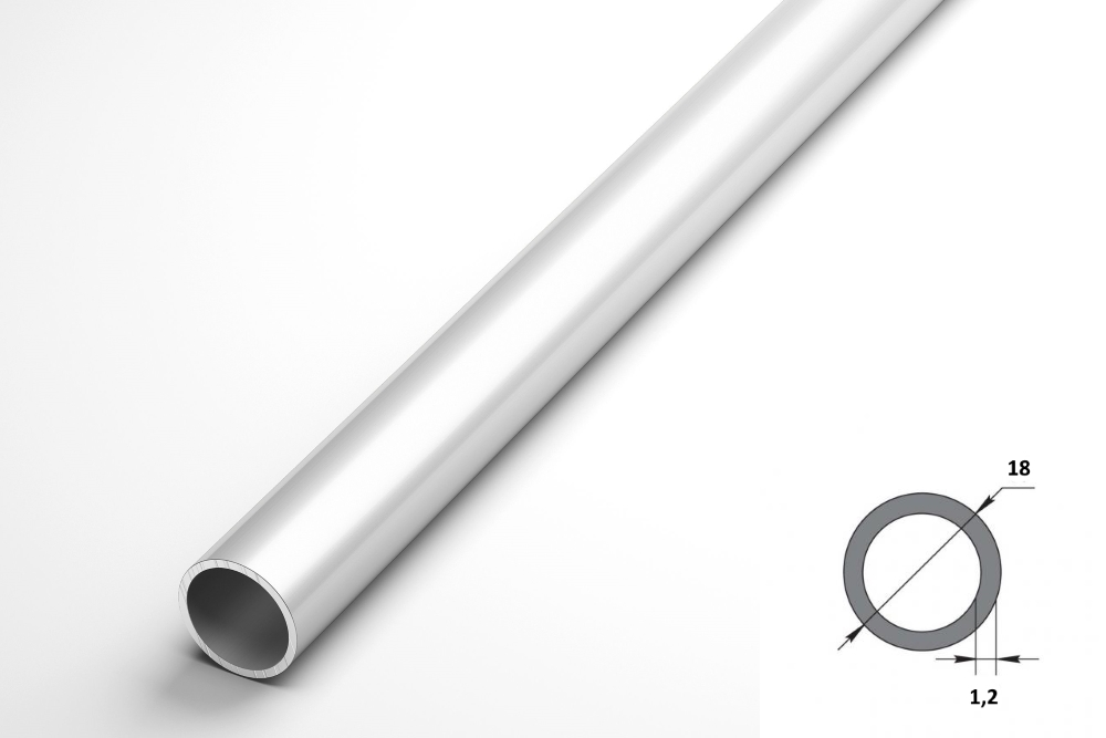 Труба круглая Ø 18 мм ТКр 06.2000.501л Серебро