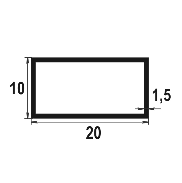 Труба прямоугольная 20х10 мм ТПр 01.2000.500 Без окраса