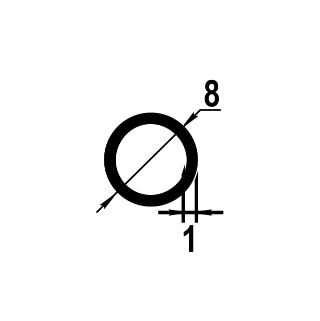 Труба круглая Ø 8 мм ТКр 01.2000.501л Серебро. Цена за 5 штук.