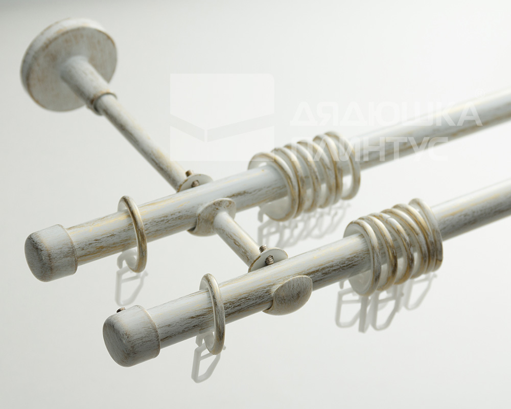 Карниз двухрядный кованый УЮТ d16мм 2,4м Белый/Золото